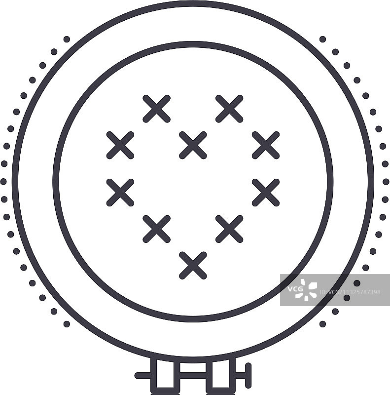 十字绣绣花绷子和框架线性图标图片素材