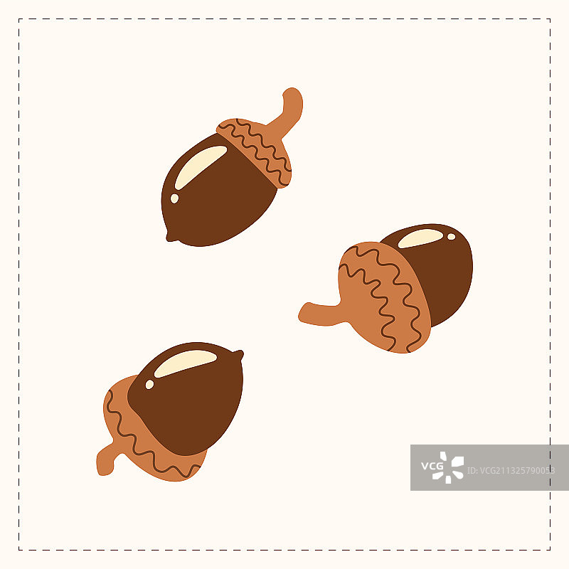 卡通秋收季的三个橡子图标图片素材