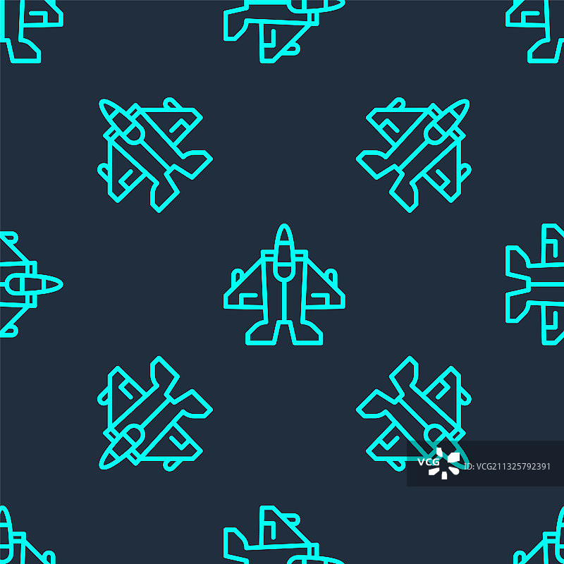 绿色线条战斗机图标无缝隔离图片素材