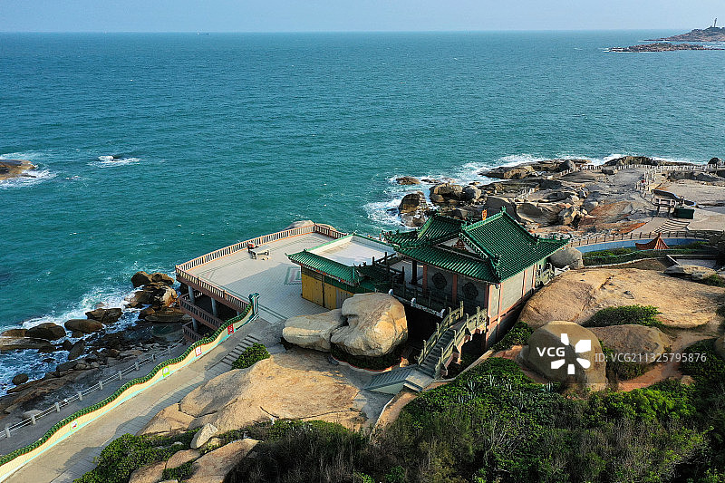 广东省汕尾市城区红海湾遮浪南海观世音旅游景区南海寺航拍图片素材