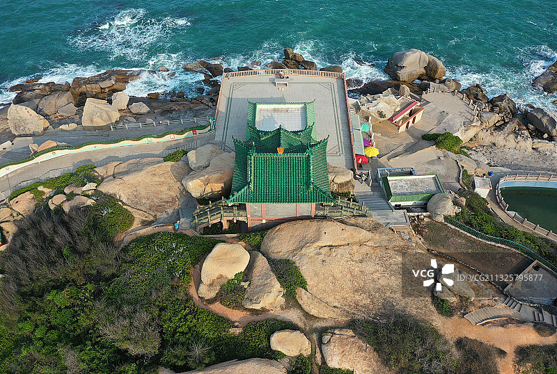 广东省汕尾市城区红海湾遮浪南海观世音旅游景区南海寺航拍图片素材