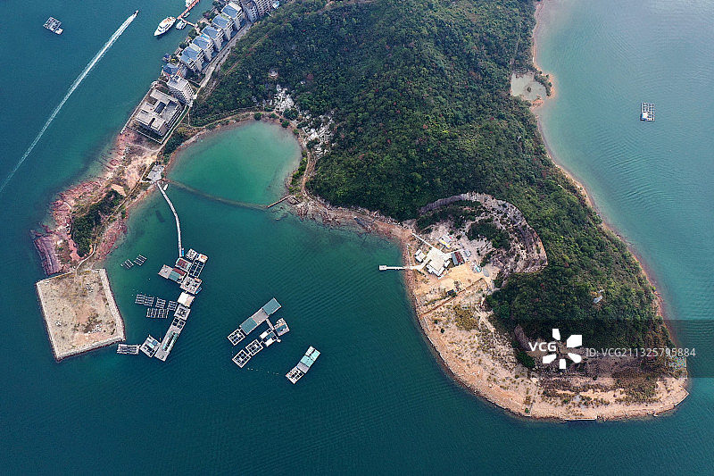 广东省惠州市大亚湾区澳头东升渔村小桂湾航拍图片素材