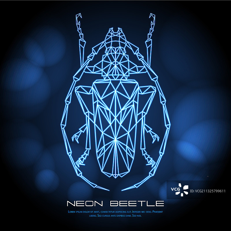 抽象霓虹多边形三角长角甲虫图片素材