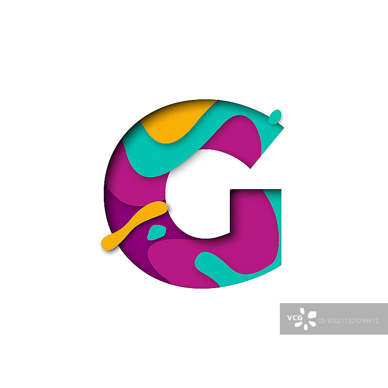 剪纸字母G逼真3D多层效果图片素材