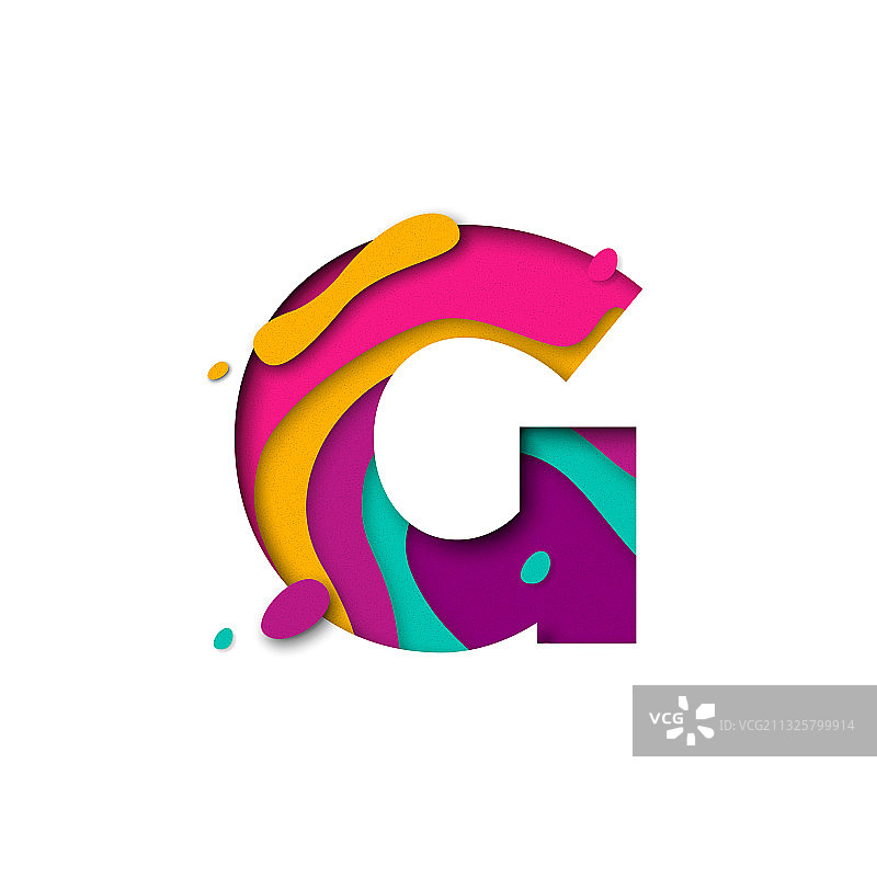 剪纸字母G逼真3D多层效果图片素材