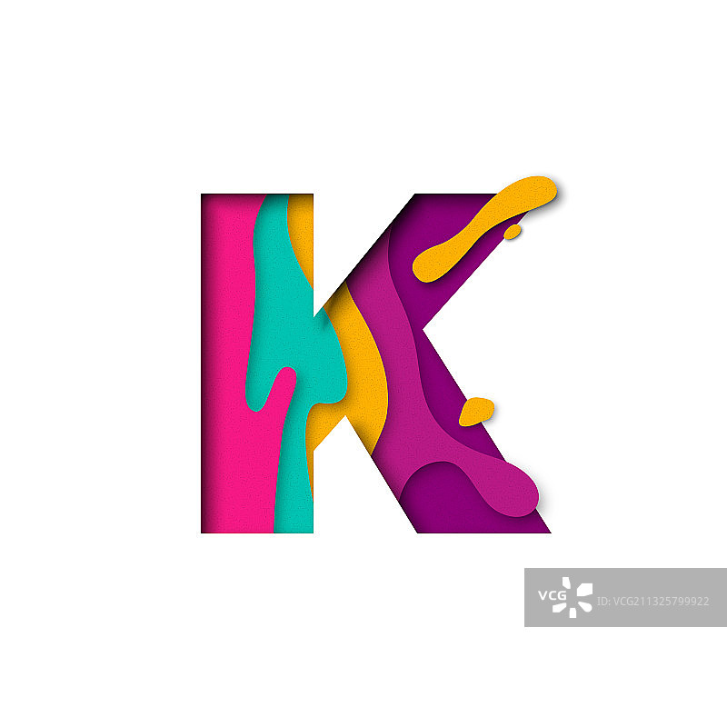 剪纸字母K逼真3D多层图片素材