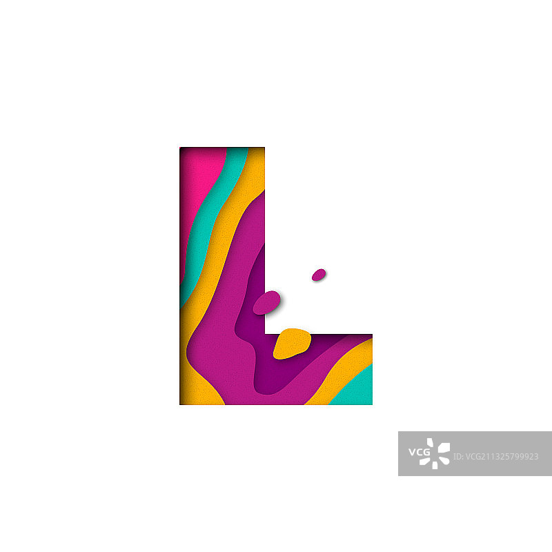 逼真3D多层剪纸字母L图片素材