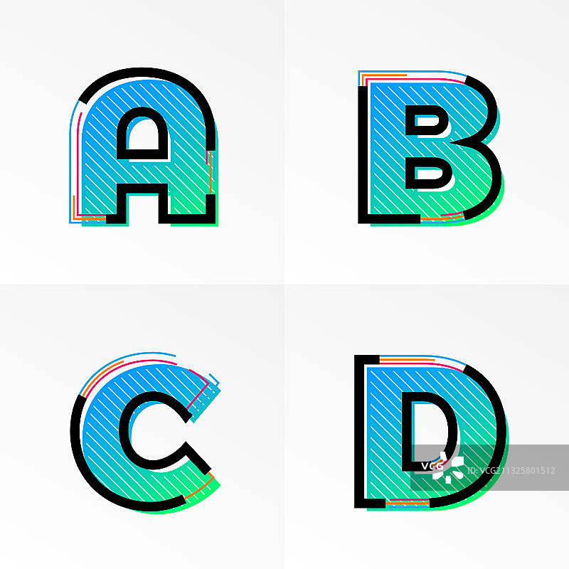 渐变色字母表字体设计图片素材