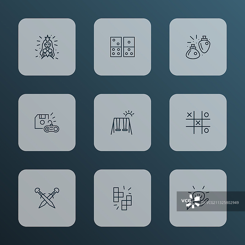 高尔夫射击活动图标线性风格合集图片素材