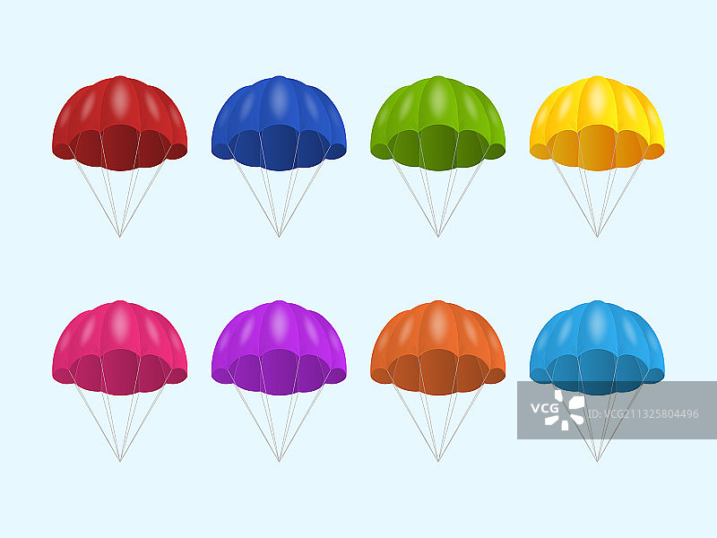 3D逼真彩色降落伞图标合集图片素材
