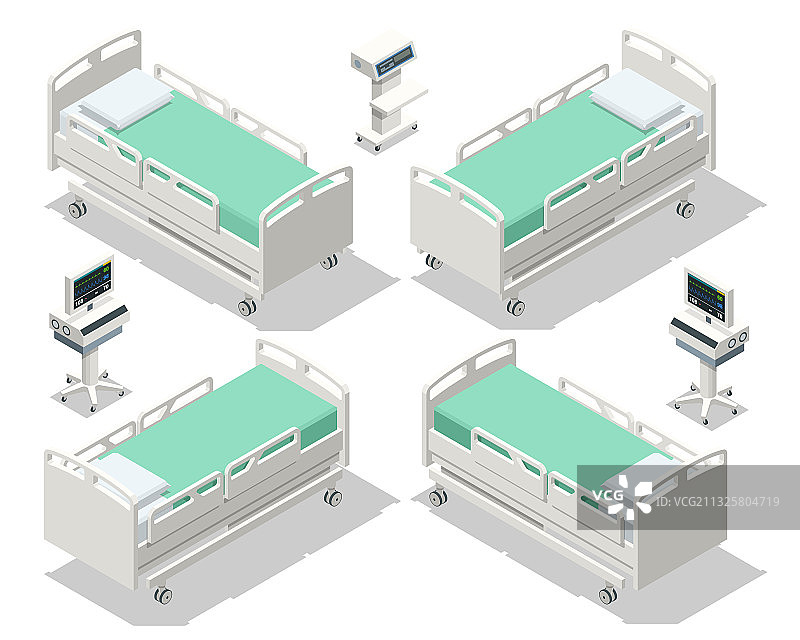 2.5D医院病床隔离空床图片素材