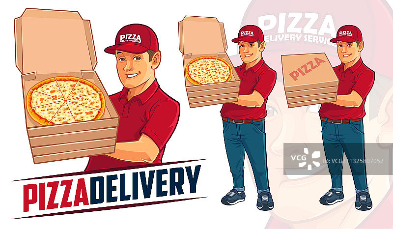 披萨外卖员吉祥物设计图片素材