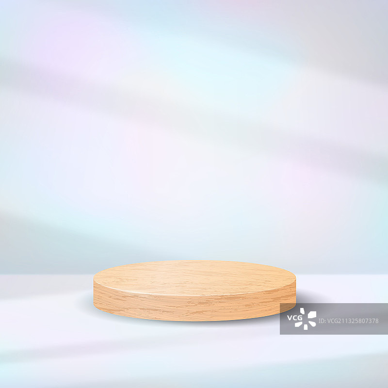 虹彩粉彩上的逼真木制讲台图片素材