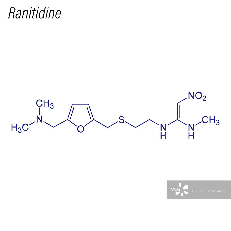 雷尼替丁药物化学骨骼式图片素材