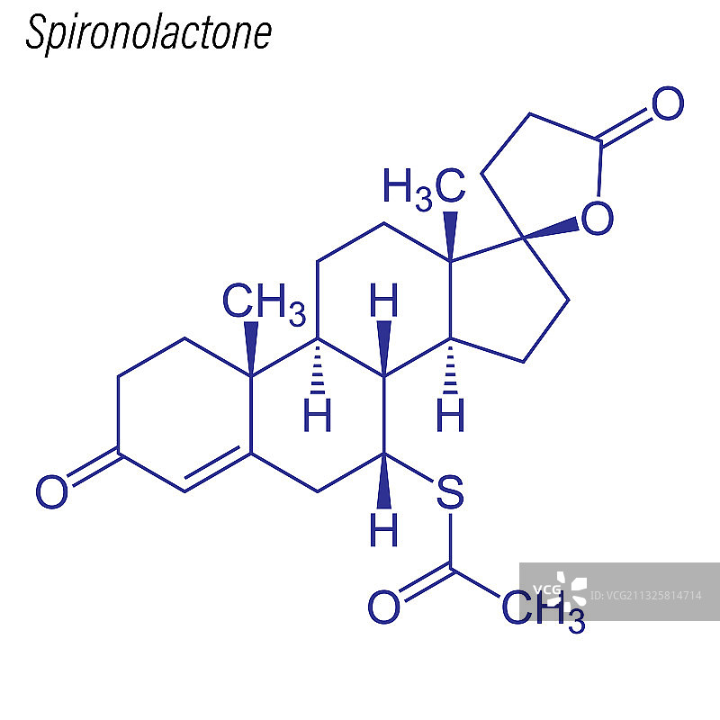 螺内酯药物化学分子结构式图片素材