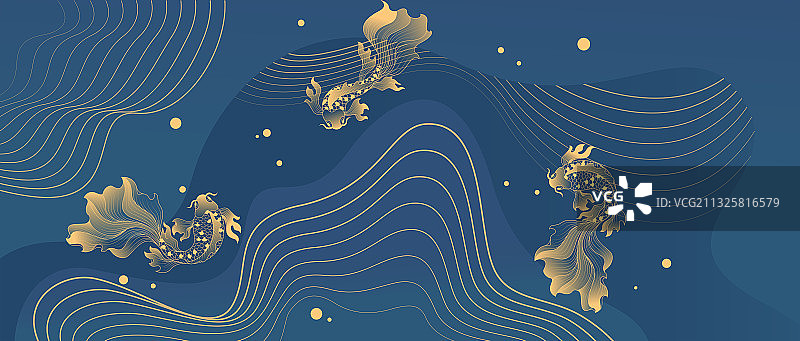 线条鲤鱼背景图案图片素材