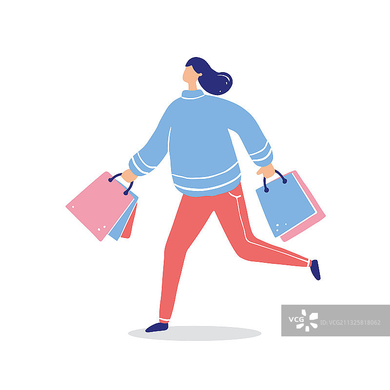 促销概念的购物卡通女人图片素材
