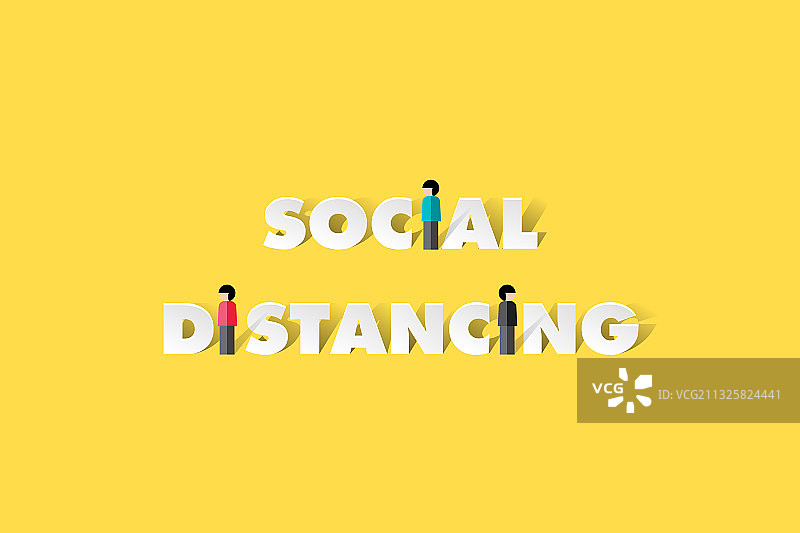 预防新冠病毒，保持社交距离图片素材