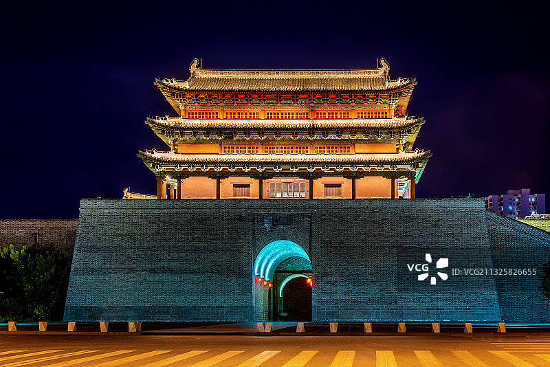 中国山西大同古城清远门夜景图片素材