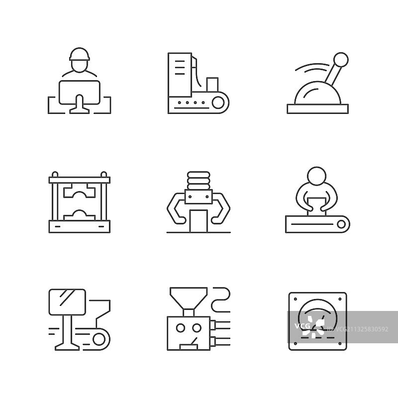 生产车间系列线性图标图片素材