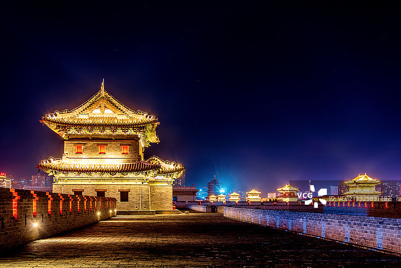 中国山西大同古城夜景风光图片素材
