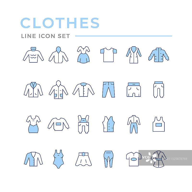 彩色线条服装图标合集图片素材