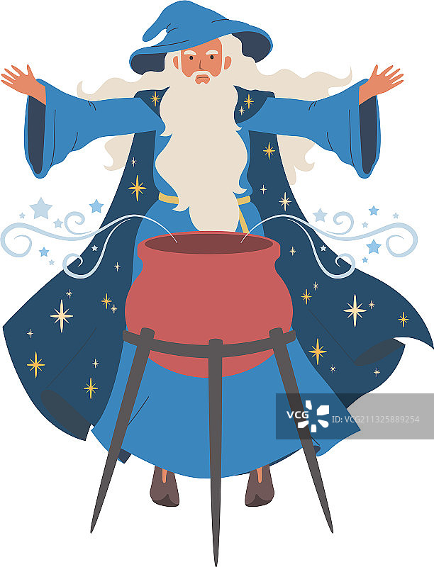 巫师熬制魔法药水图标（白色背景）图片素材