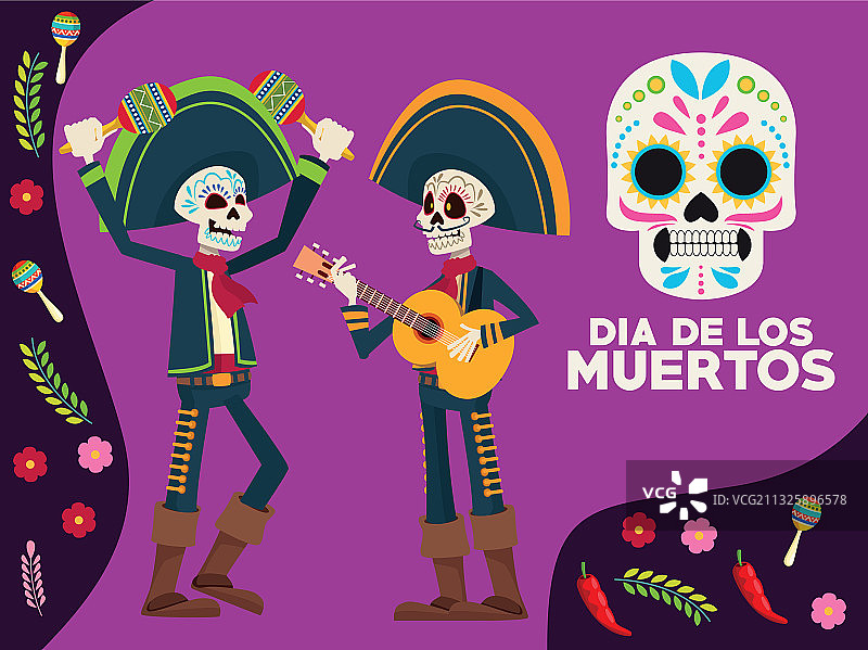 亡灵节庆典字母卡片图片素材