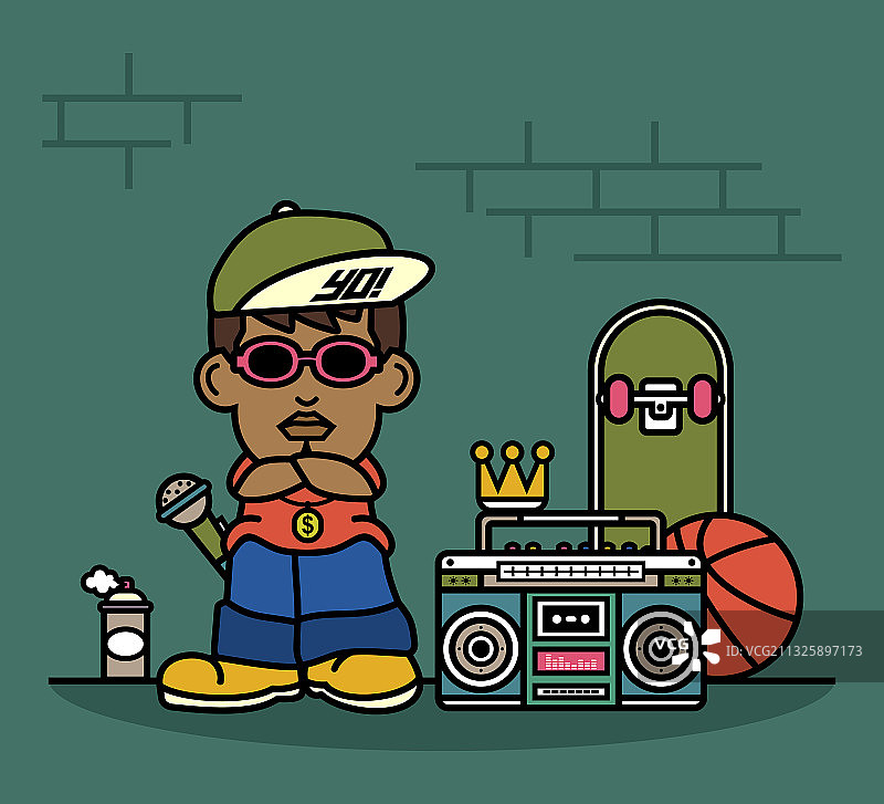 卡通嘻哈说唱歌手图片素材
