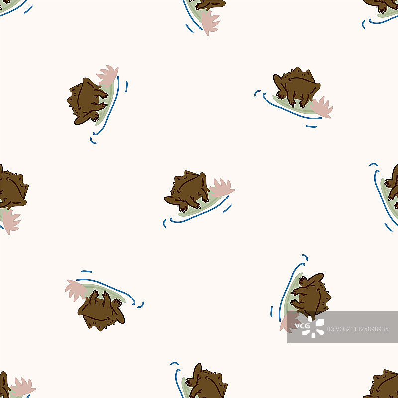 荷叶上的可爱蟾蜍图案图片素材