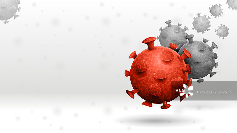 带有红色和灰色冠状病毒的白色模板图片素材