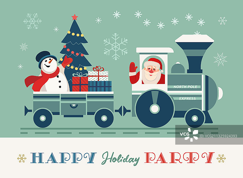 圣诞火车节日派对海报图片素材