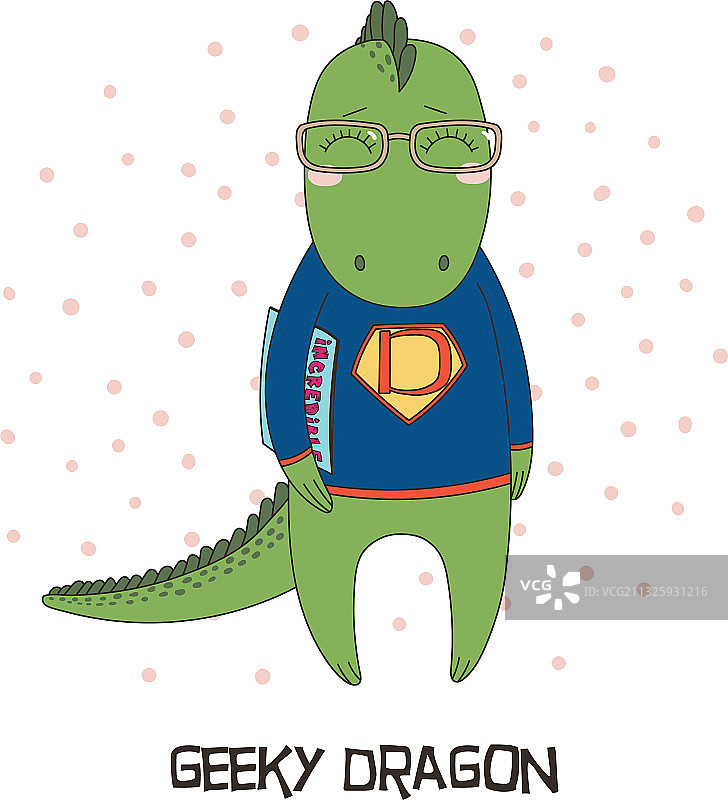 拿着漫画书的可爱龙图片素材