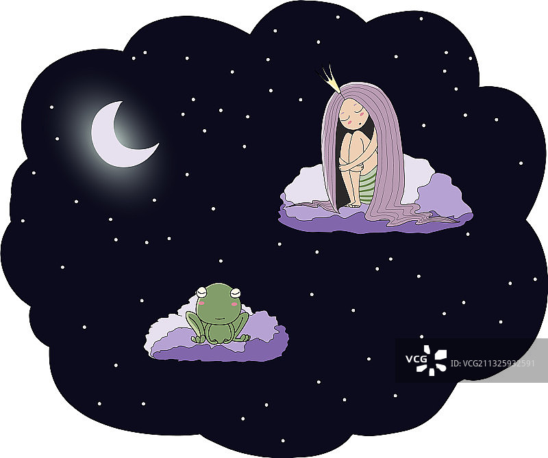 月光下的公主与青蛙图片素材