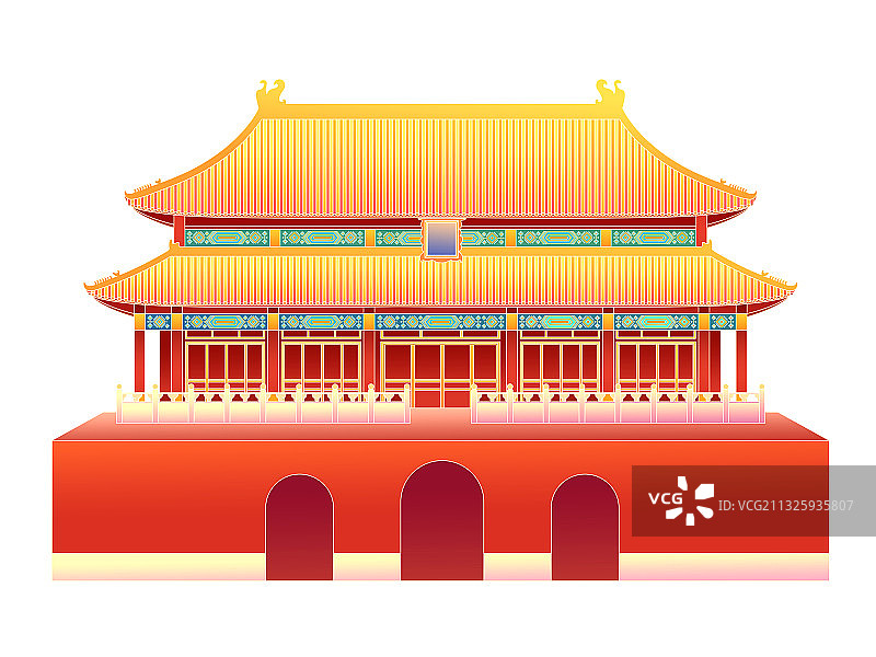 北京故宫城市地标建筑插画图片素材
