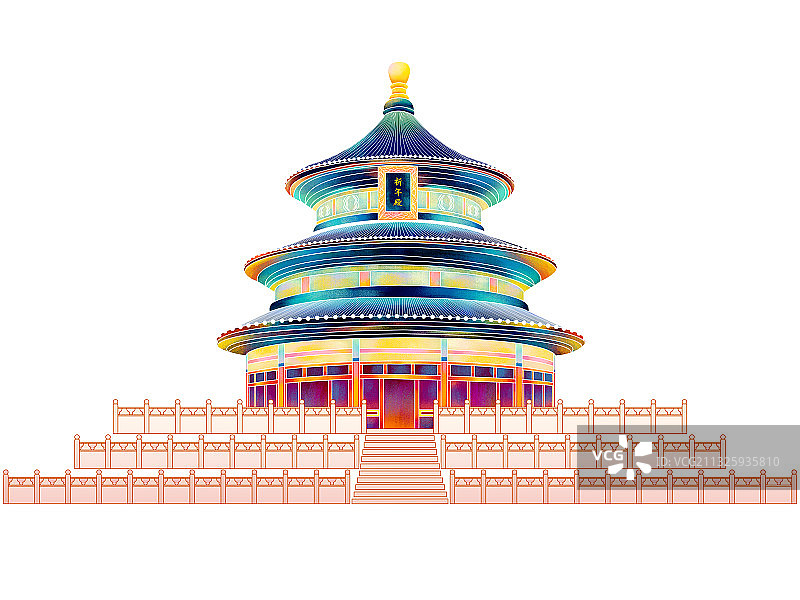 北京故宫城市地标建筑插画图片素材