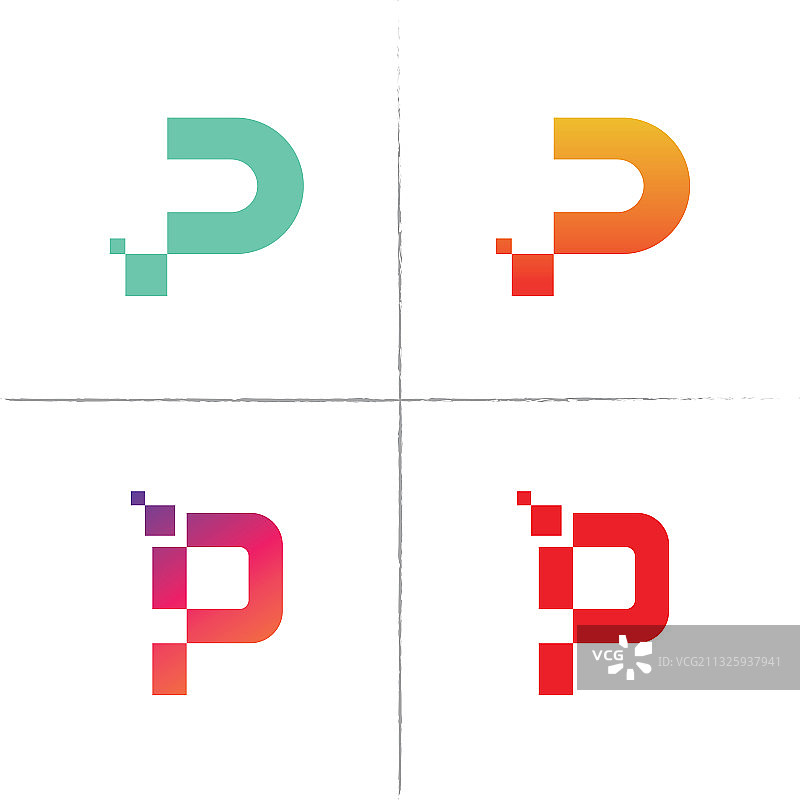 字母P像素Logo图片素材