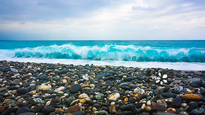 七星潭的石与浪图片素材