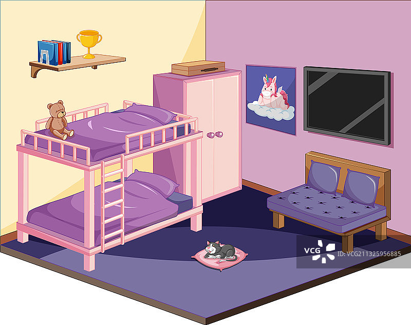 粉色主题2.5D卧室图片素材