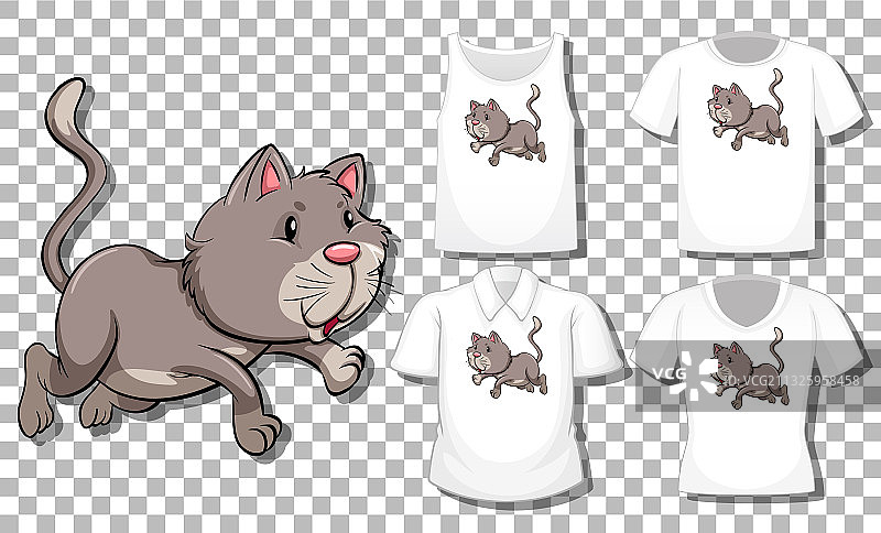 不同姿势的猫卡通角色图片素材