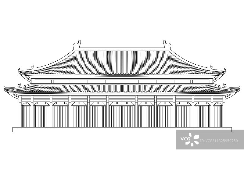 北京故宫天坛祈年殿城市地标建筑插画图片素材