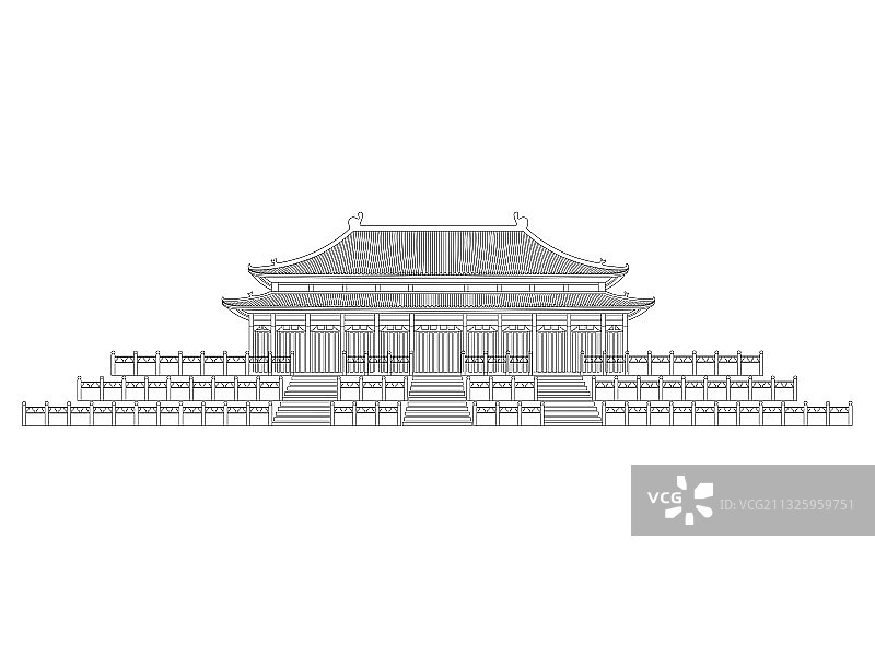 北京故宫天坛祈年殿城市地标建筑插画图片素材