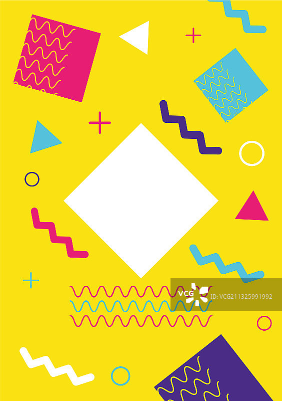 黄色孟菲斯风格钻石背景图片素材