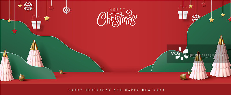 圣诞快乐banner产品摄影棚桌面图片素材