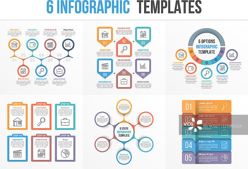 6个信息图表模板图片素材