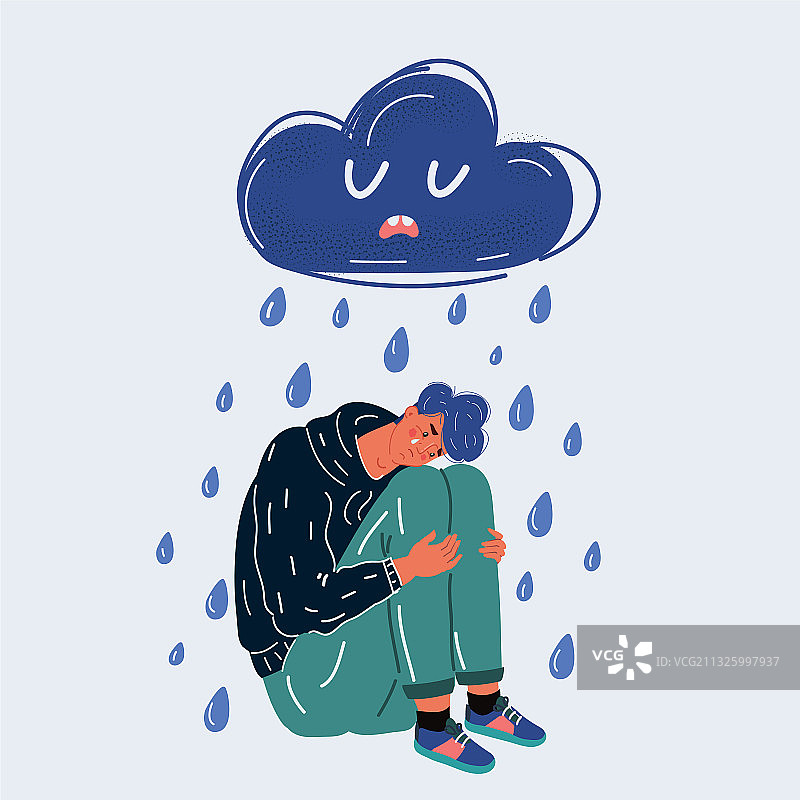 雨中孤独的男人图片素材