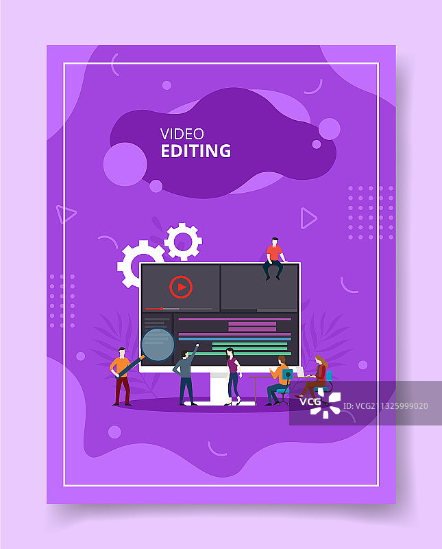 视频编辑人员在电脑上协同工作图片素材