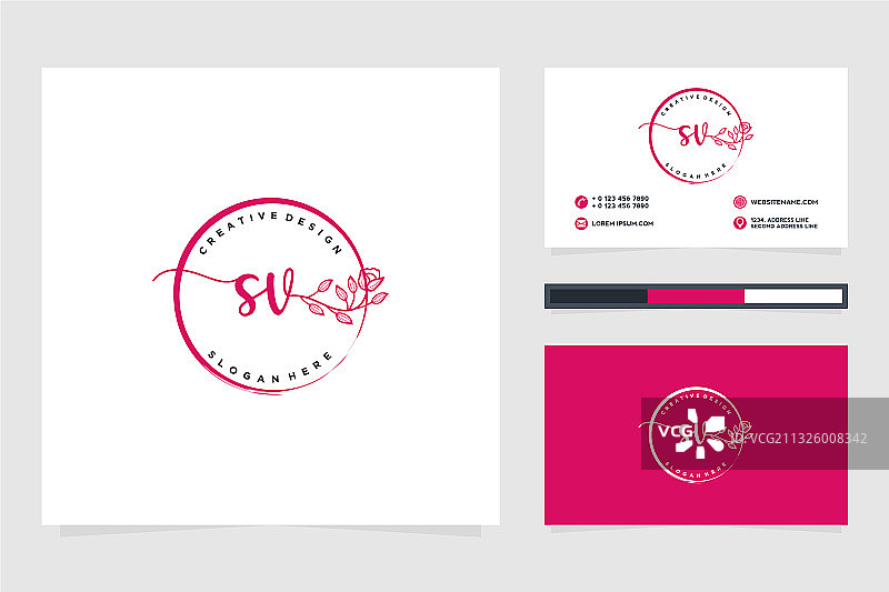 SV字母女性化商业logo设计图片素材