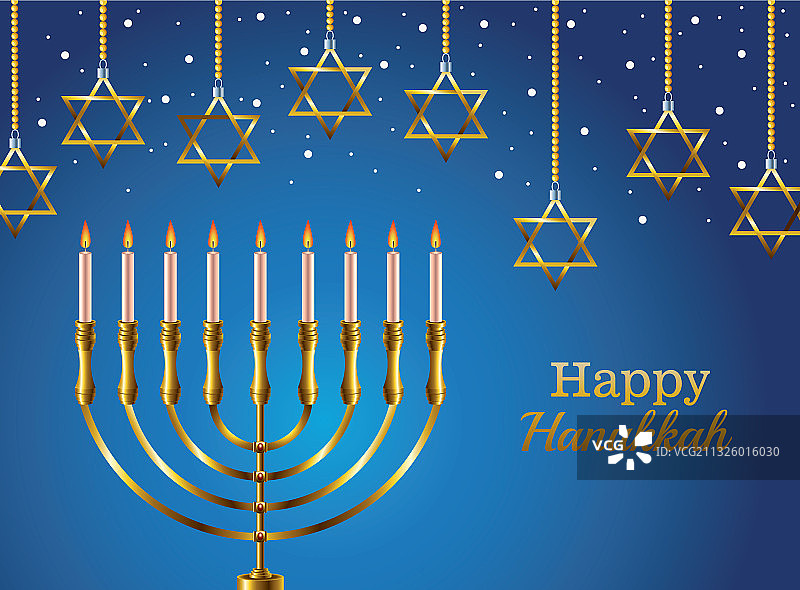 光明节快乐庆典烛台贺卡图片素材