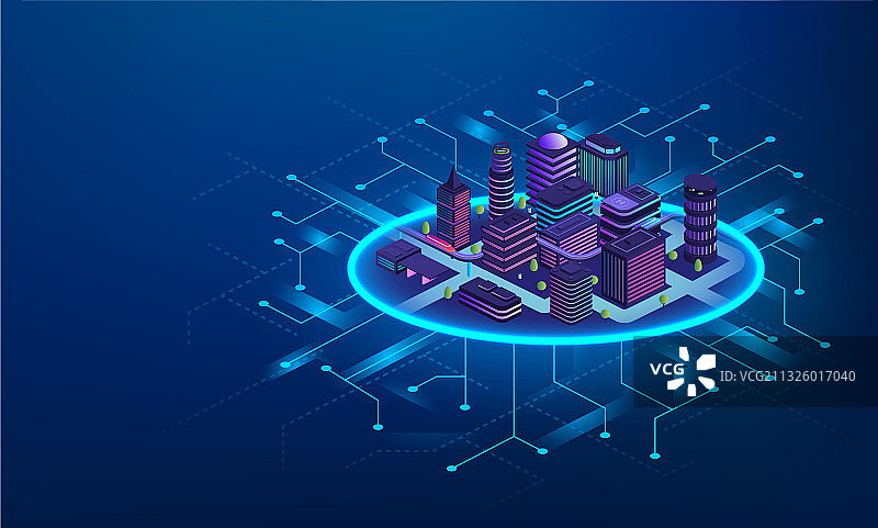 未来主义智慧城市技术概念图片素材